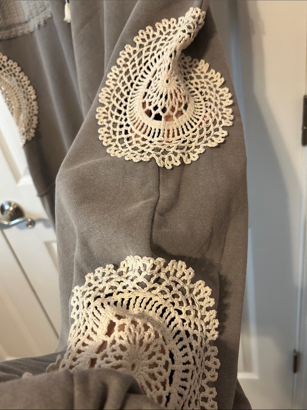 POL Gray Jogger Pants with Cream Crochet Accents - Picture 7 of 8